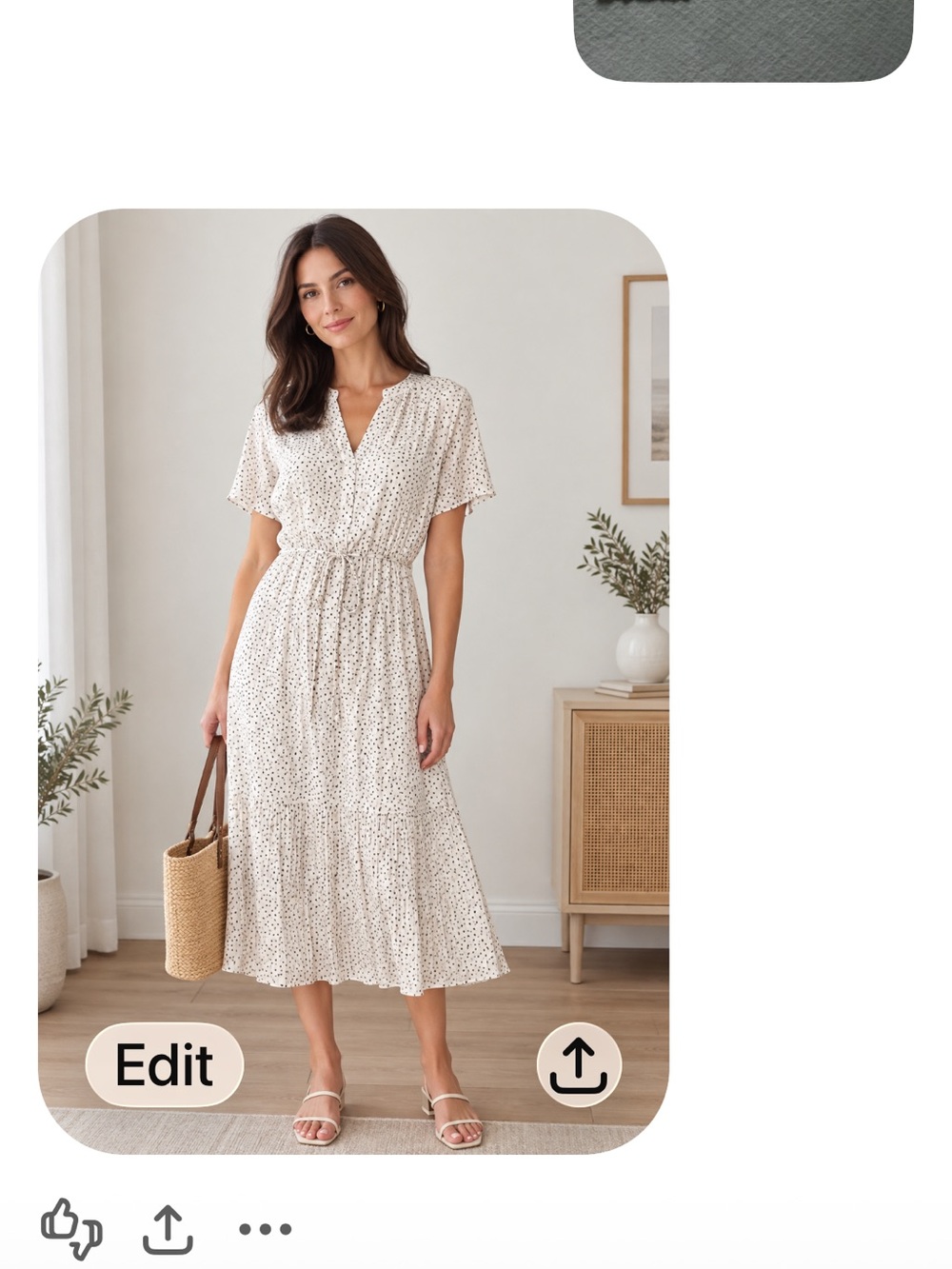 Vince Cream Midi Dress with Black Dot Print